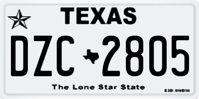 TX license plate DZC2805