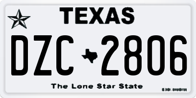 TX license plate DZC2806