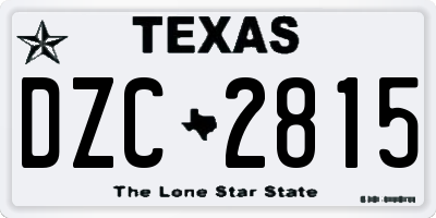 TX license plate DZC2815