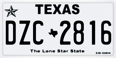 TX license plate DZC2816