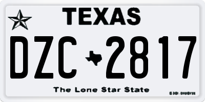 TX license plate DZC2817
