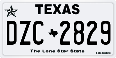 TX license plate DZC2829