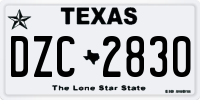 TX license plate DZC2830