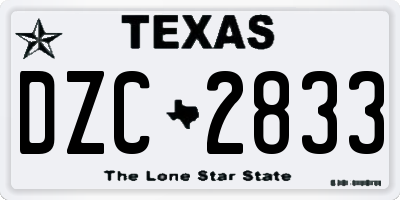 TX license plate DZC2833