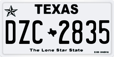 TX license plate DZC2835