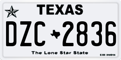 TX license plate DZC2836