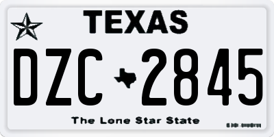 TX license plate DZC2845