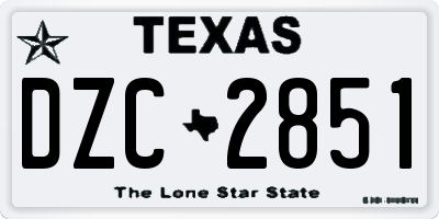 TX license plate DZC2851