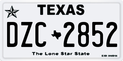 TX license plate DZC2852
