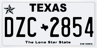 TX license plate DZC2854
