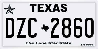 TX license plate DZC2860