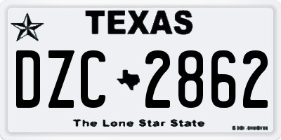 TX license plate DZC2862