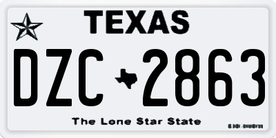 TX license plate DZC2863