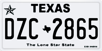 TX license plate DZC2865