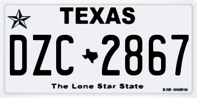 TX license plate DZC2867