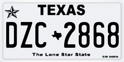 TX license plate DZC2868