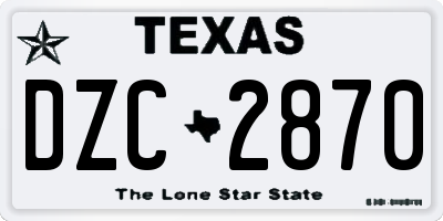 TX license plate DZC2870