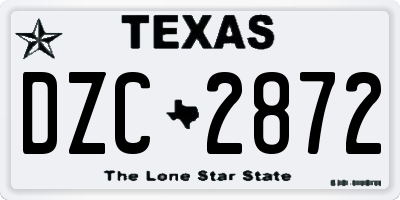 TX license plate DZC2872
