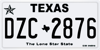 TX license plate DZC2876