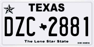 TX license plate DZC2881