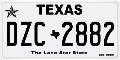 TX license plate DZC2882
