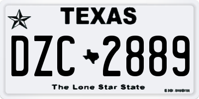 TX license plate DZC2889