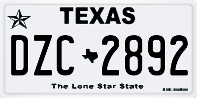 TX license plate DZC2892