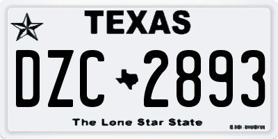 TX license plate DZC2893