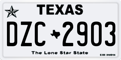 TX license plate DZC2903