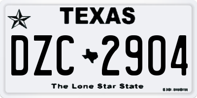TX license plate DZC2904