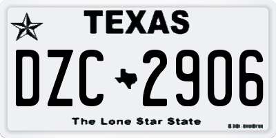 TX license plate DZC2906