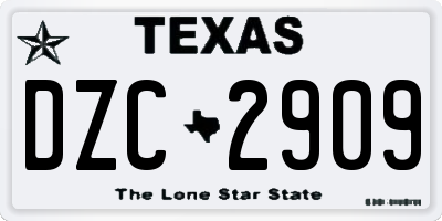 TX license plate DZC2909