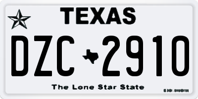 TX license plate DZC2910