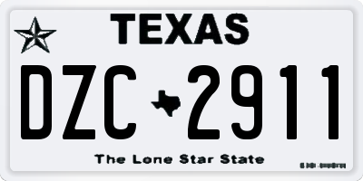 TX license plate DZC2911