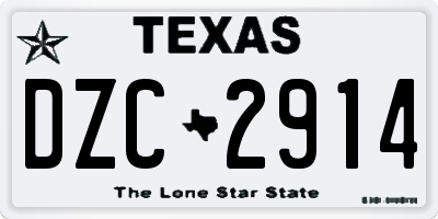 TX license plate DZC2914