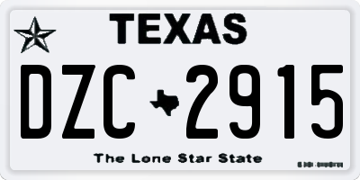 TX license plate DZC2915