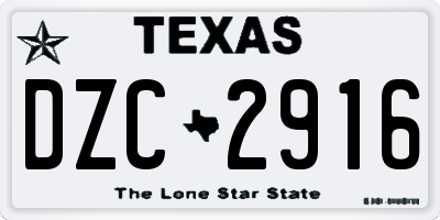 TX license plate DZC2916