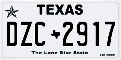 TX license plate DZC2917