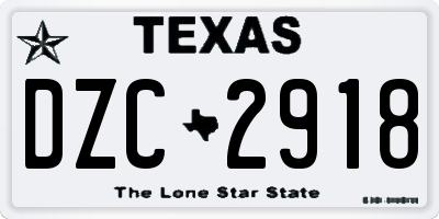TX license plate DZC2918
