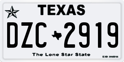 TX license plate DZC2919