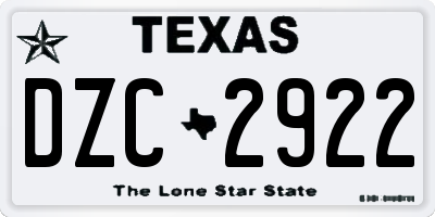 TX license plate DZC2922