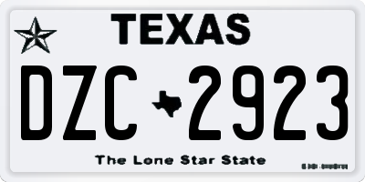 TX license plate DZC2923