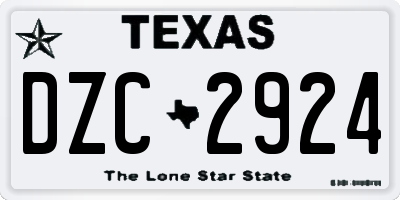 TX license plate DZC2924