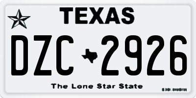 TX license plate DZC2926