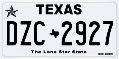 TX license plate DZC2927