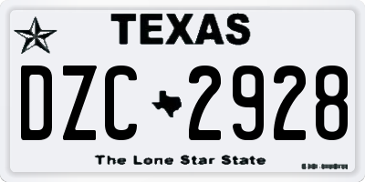 TX license plate DZC2928