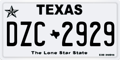 TX license plate DZC2929