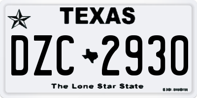 TX license plate DZC2930