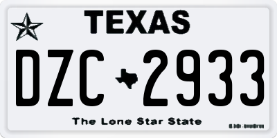 TX license plate DZC2933