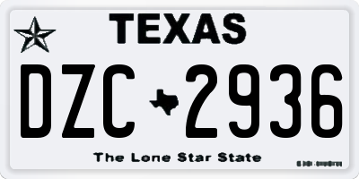 TX license plate DZC2936